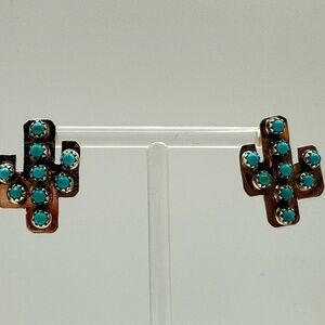 Turquoise and Sterling Silver Cross Earrings